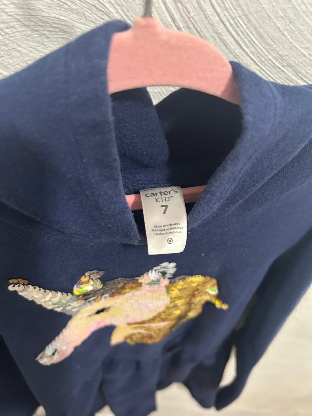 Carter's Navy Hoodie Dress with Sequin Unicorn